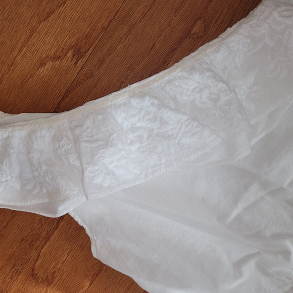 Banana Republic White One Shoulder Ruffle Top, Drawstring Waist, Size XS - Picture 4 of 8